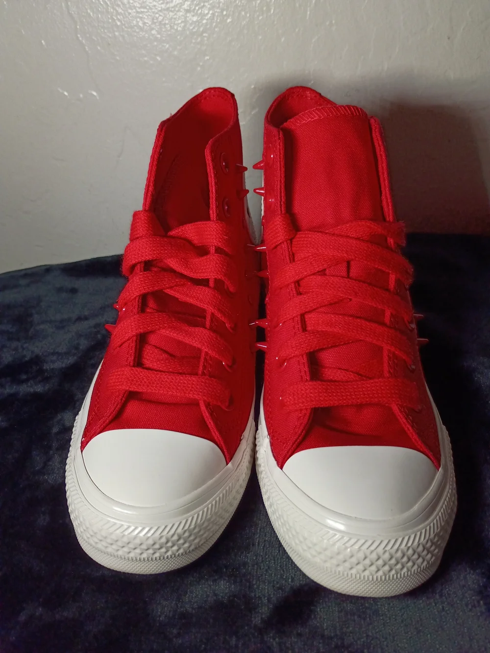 Converse Red High-Top Canvas Sneakers with White Toe Cap